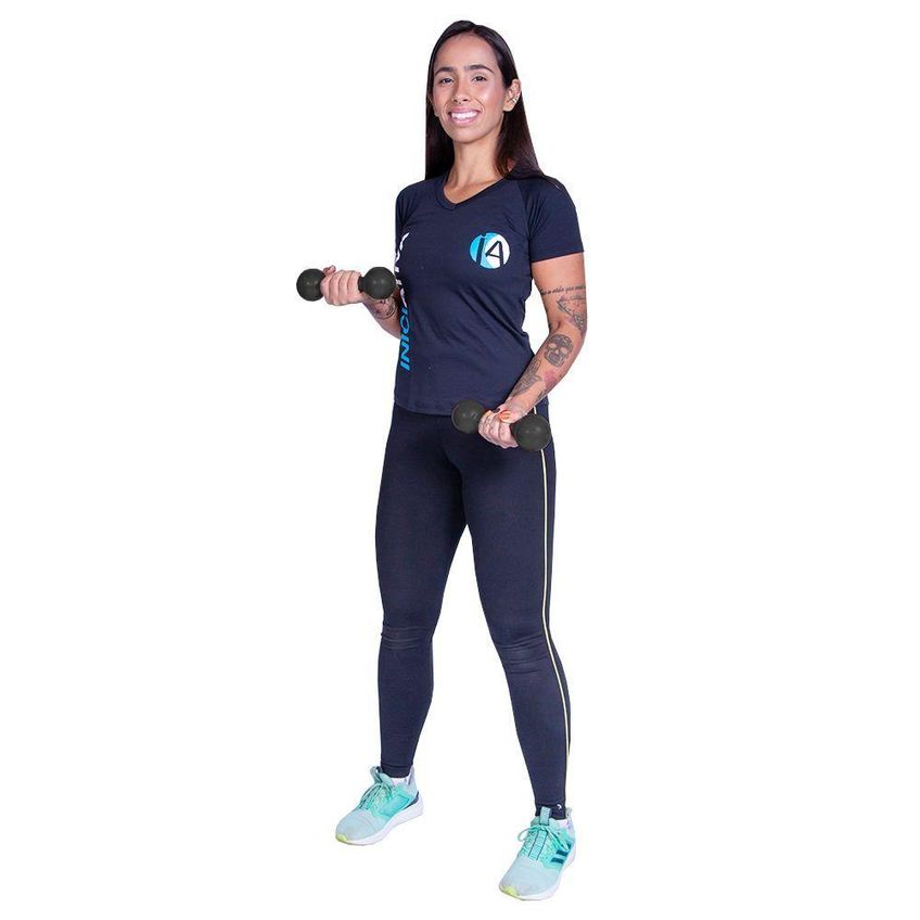 Halter Emborrachado 6kg Com Pegada Firme Preto Iniciativa Fitness 6kg - imagem 5