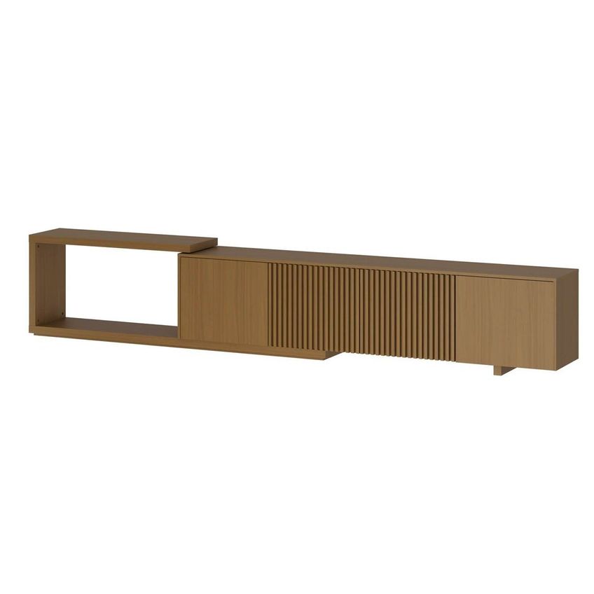 Rack Extensível Para TV Até 75 Polegadas 300cm Portas Ripadas Aruá Cabecasa Madeiraoriginals Marr Jatobá - imagem 3