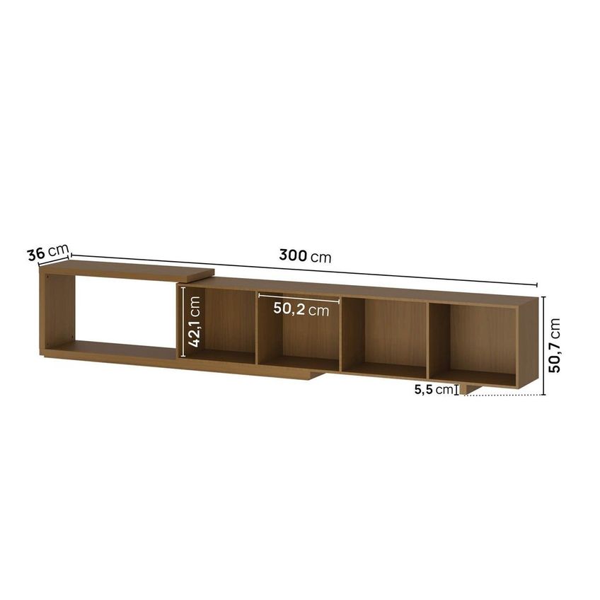 Rack Extensível Para TV Até 75 Polegadas 300cm Portas Ripadas Aruá Cabecasa Madeiraoriginals Marr Jatobá - imagem 4
