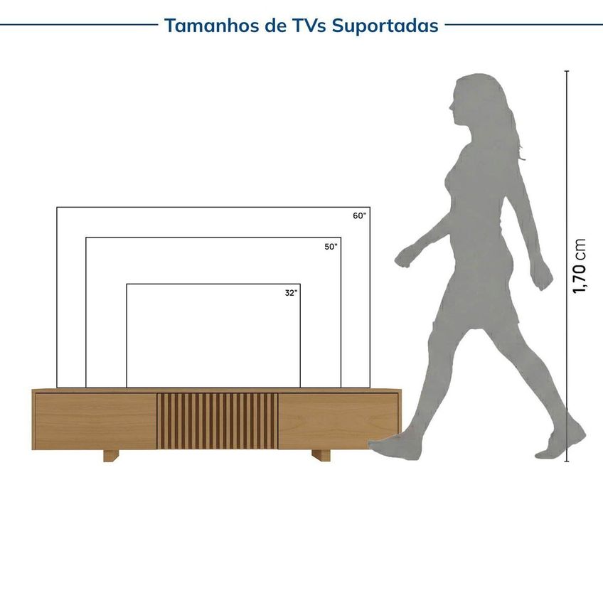 Rack Para TV Até 60 Polegadas 157cm Portas Ripadas Aruá Cabecasa Madeiraoriginals Marrom Jatobá Jatobá - imagem 4