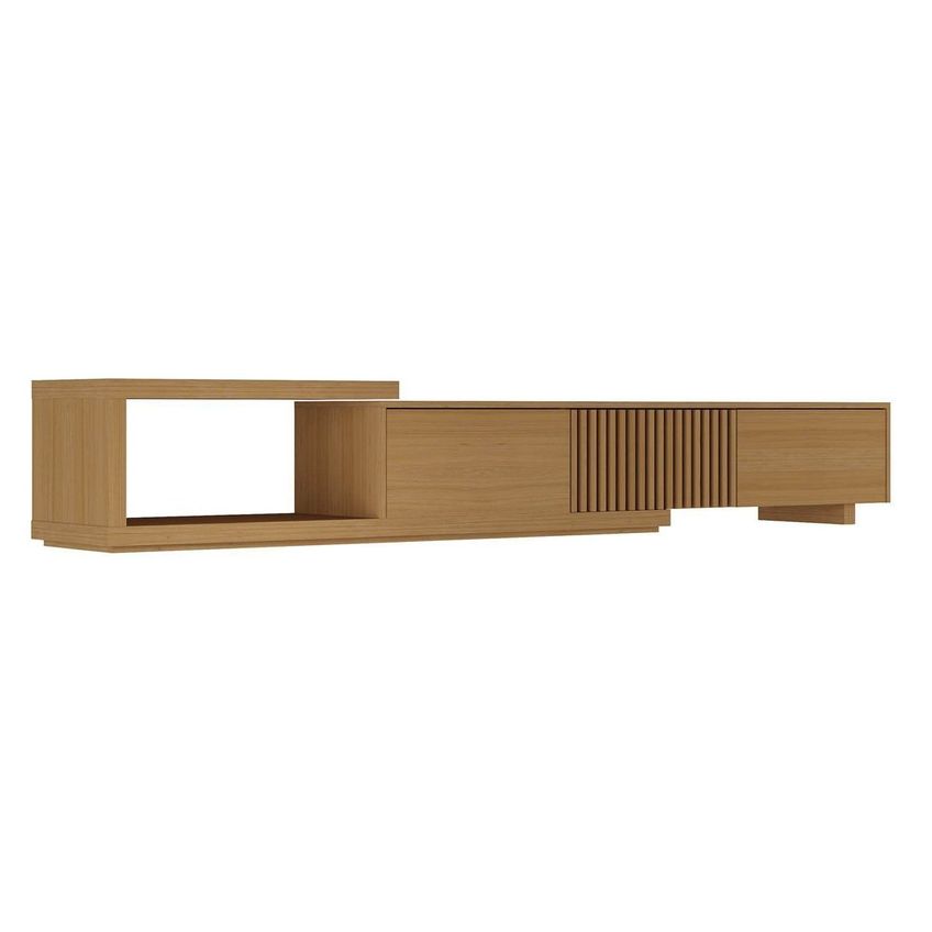 Rack Extensível Para TV Até 60 Polegadas 220cm Portas Ripadas Aruá Cabecasa Madeiraoriginals Marr Jatobá - imagem 3