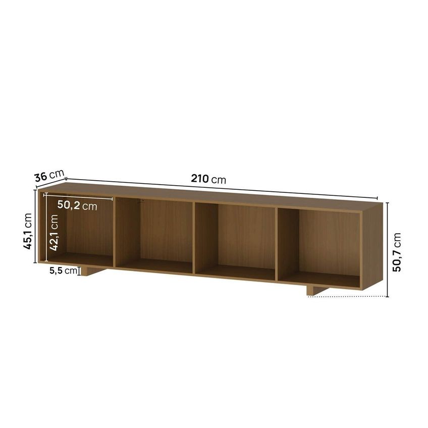 Rack Para TV Até 75 Polegadas 210x51cm Portas Ripadas Aruá Cabecasa Madeiraoriginals Marrom Jatob Jatobá - imagem 3