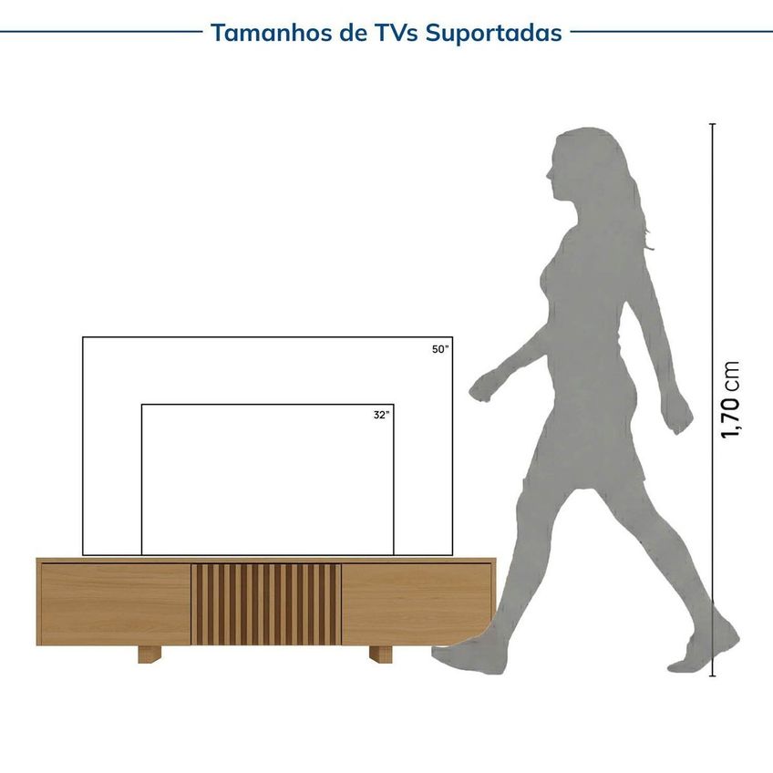 Rack Para TV Até 50 Polegadas 135cm Portas Ripadas Aruá Cabecasa Madeiraoriginals Marrom Jatobá Jatoba - imagem 4