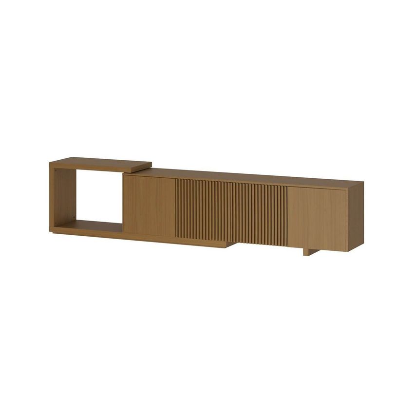 Rack Extensível Para TV Até 60 Polegadas 240cm Portas Ripadas Aruá Cabecasa Madeiraoriginals Marr Jatobá - imagem 3