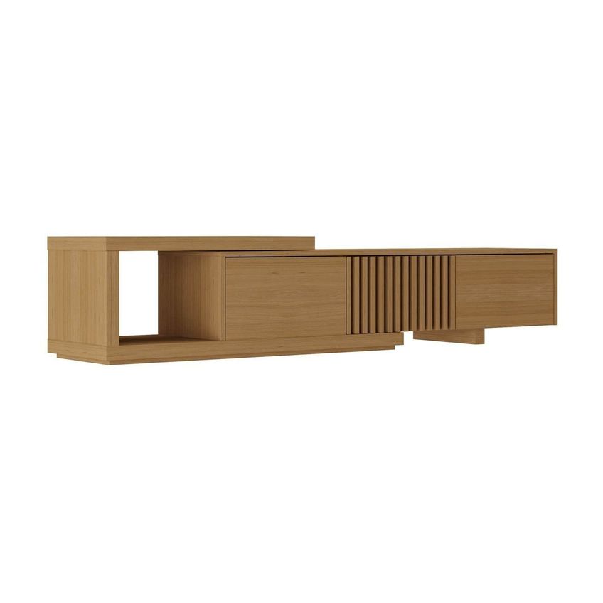 Rack Extensível Para TV Até 50 Polegadas 195cm Portas Ripadas Aruá Cabecasa Madeiraoriginals Marr Jatobá - imagem 3