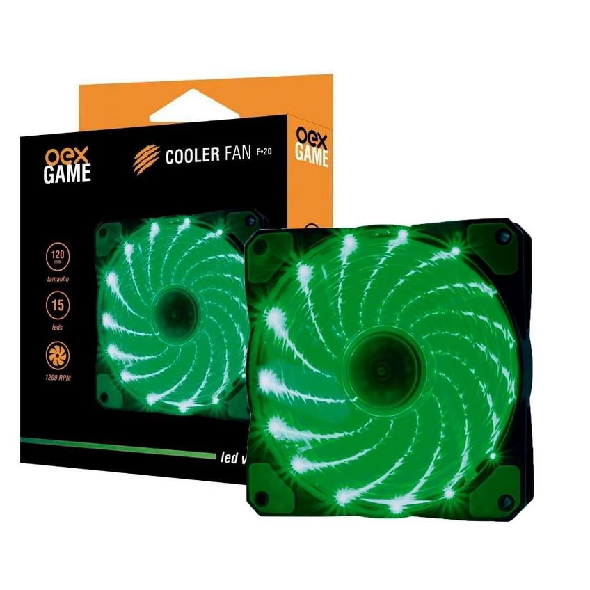 Cooler Fan 120mm 15 Leds Verde F-20 Oex Game - imagem 3