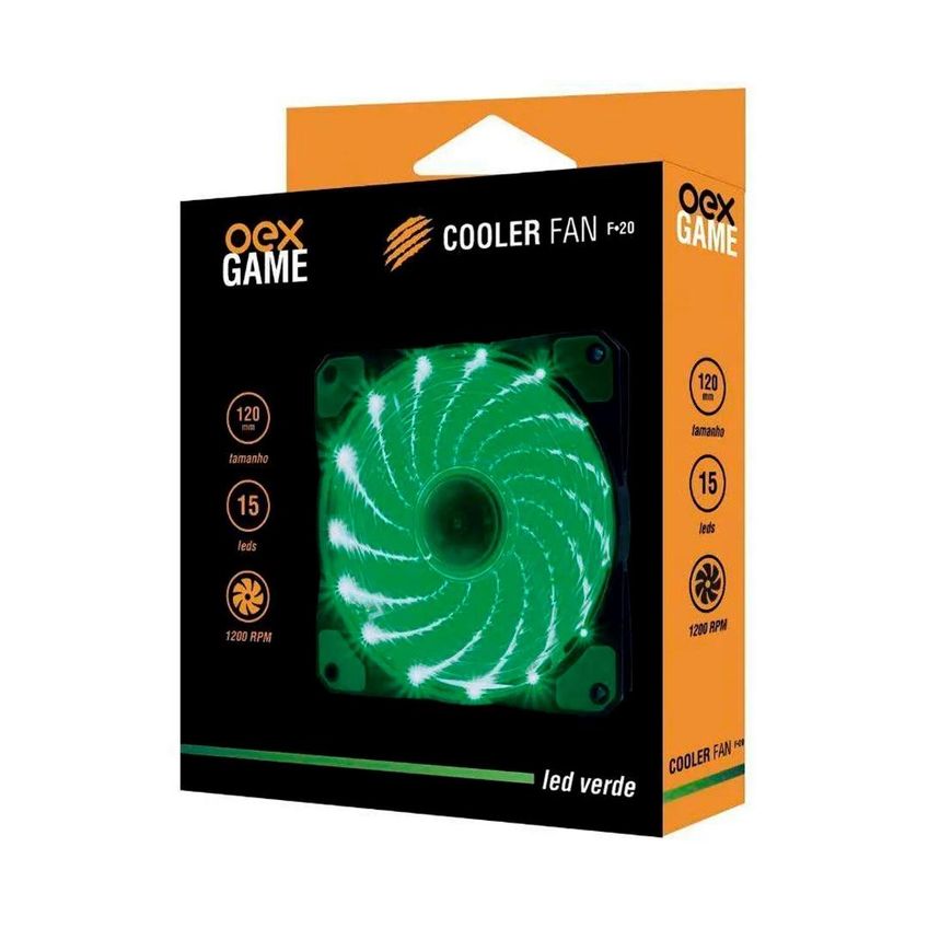 Cooler Fan 120mm 15 Leds Verde F-20 Oex Game - imagem 4