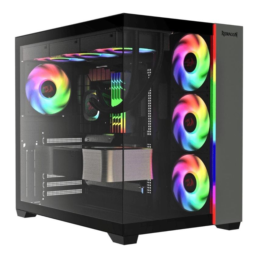 Gabinete Aquário Gamer Tesseract RGB Redragon Preto Sem Fan - imagem 3