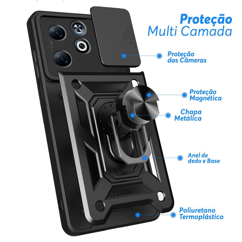 Capa Militar P/ Infinix Smart 8 Pro Capinha Case Protetora Anti Impacto Queda Armadura Resistente - imagem 4