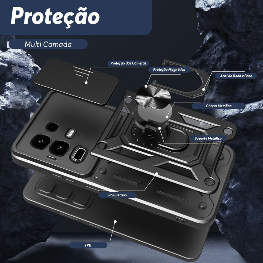 Capa Militar P/ Infinix Note 50s - Capinha Case Protetora Anti Impacto Queda Armadura Resistente - imagem 4