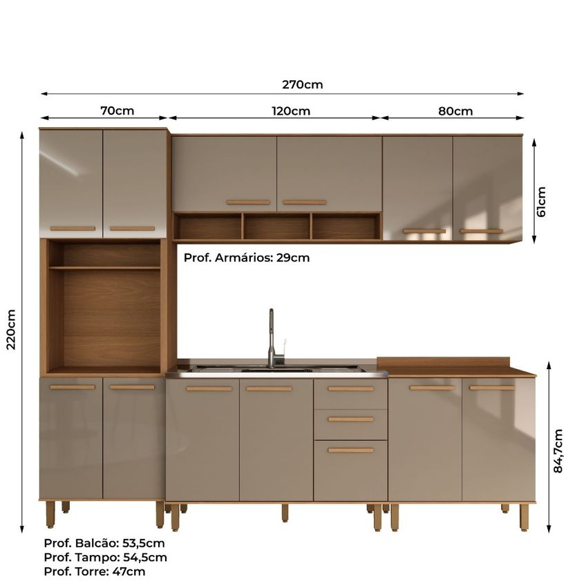 Cozinha Modulada 5 Peças Sem Tampo Zurique Luciane - imagem 4