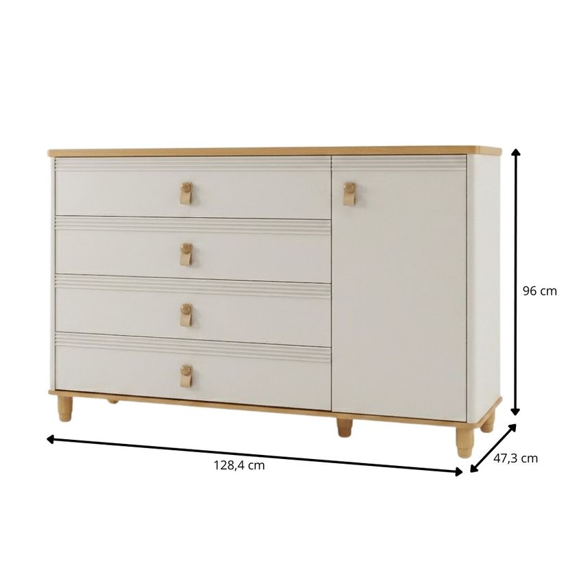 Cômoda Infantil 4 Gavetas 1 Porta Em MDF Amora Permobili - imagem 3