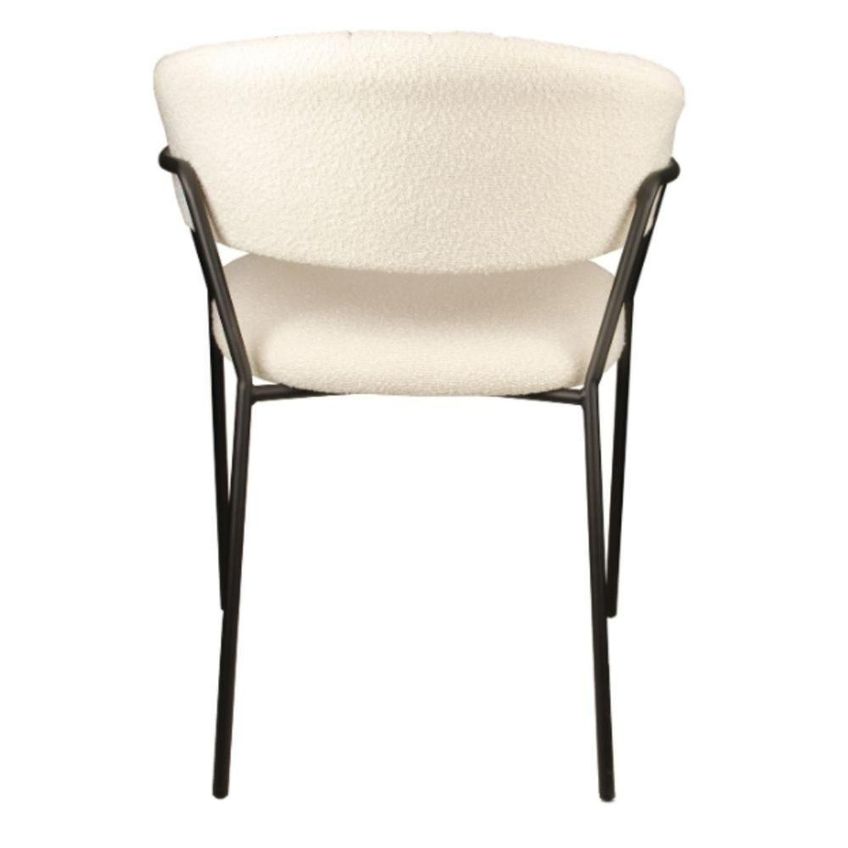 Cadeira Com Braços Mara Estofada Em Bouclé Off White Base Em Aço Rivatti Móveis - imagem 3