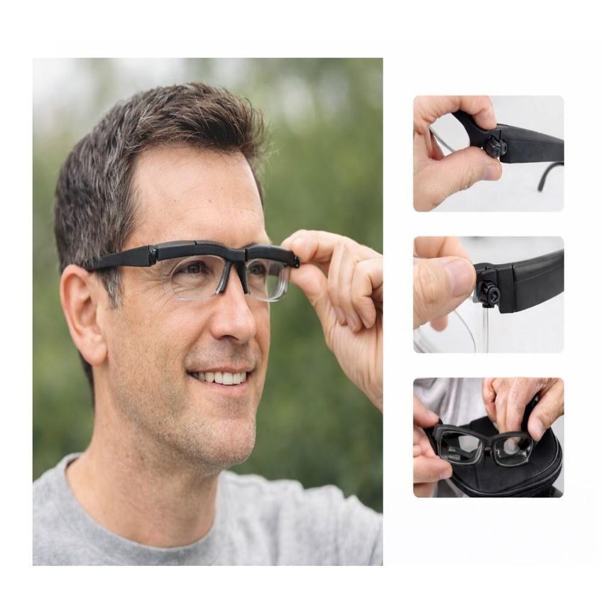 Óculos Foco Ajustável Leitura Lente Regulável Miopia Perto Longe Universal Zoom Dial Vision - imagem 4
