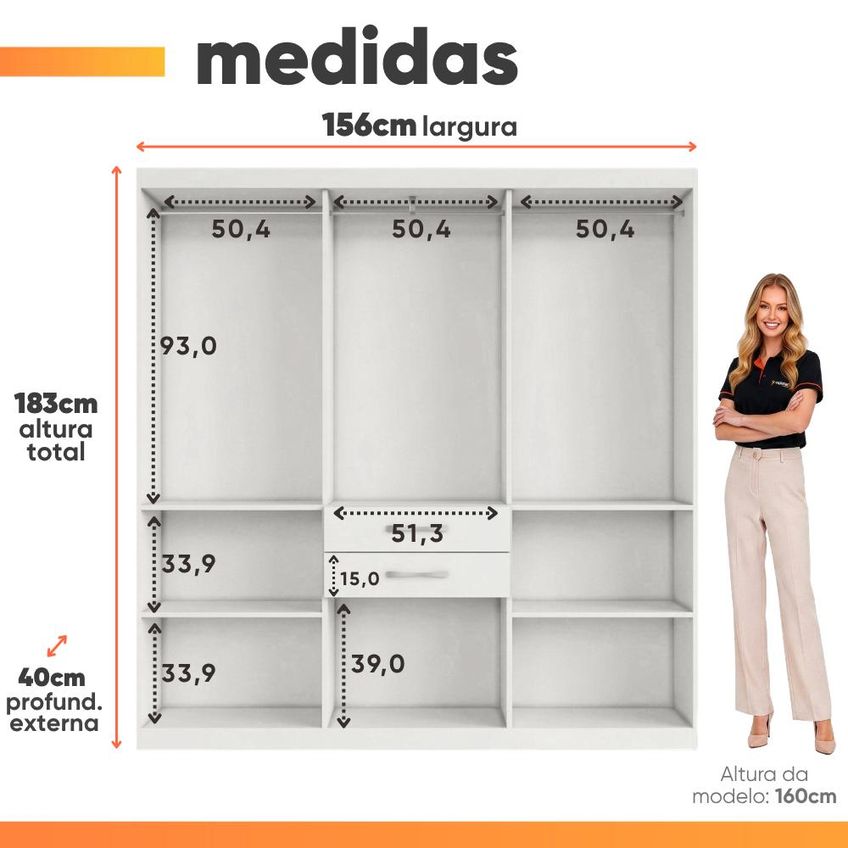 Guarda Roupas Solteiro 7 Portas 2 Gavetas Maya - imagem 3