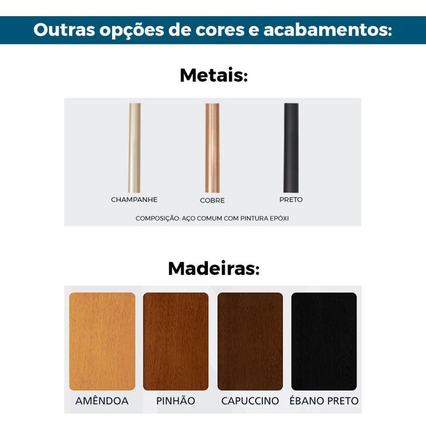 Mesa De Centro Dallas Redonda Tampo MDF Amêndoa Base Metal Preto 82cm Nacional Móveis - imagem 3