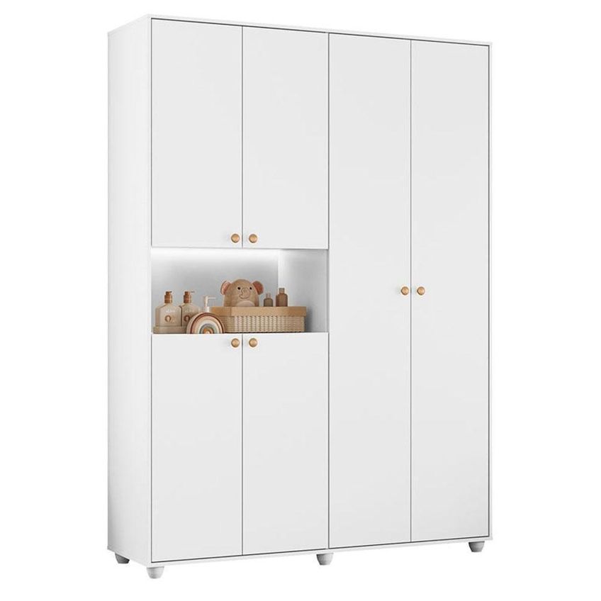 Berço Mini Cama Americano Com Guarda Roupa Infantil Star Vittoria MDP Branco Albatroz Móveis - imagem 3