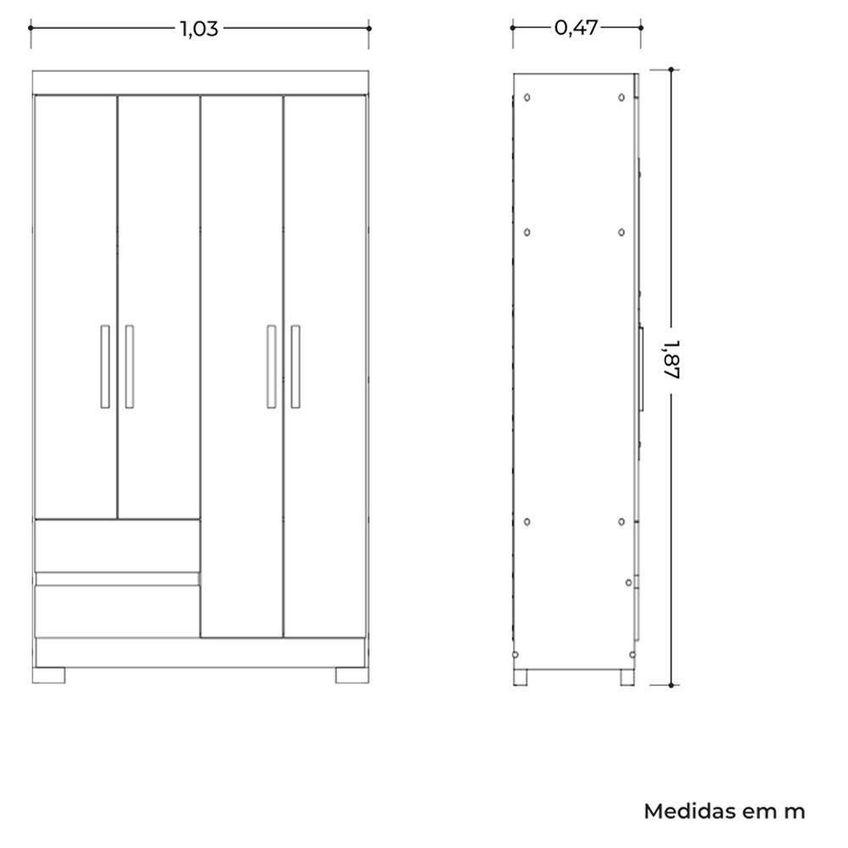 Berço Americano Soft Com Guarda Roupa Olimpia MDF Branco Albatroz Móveis - imagem 5