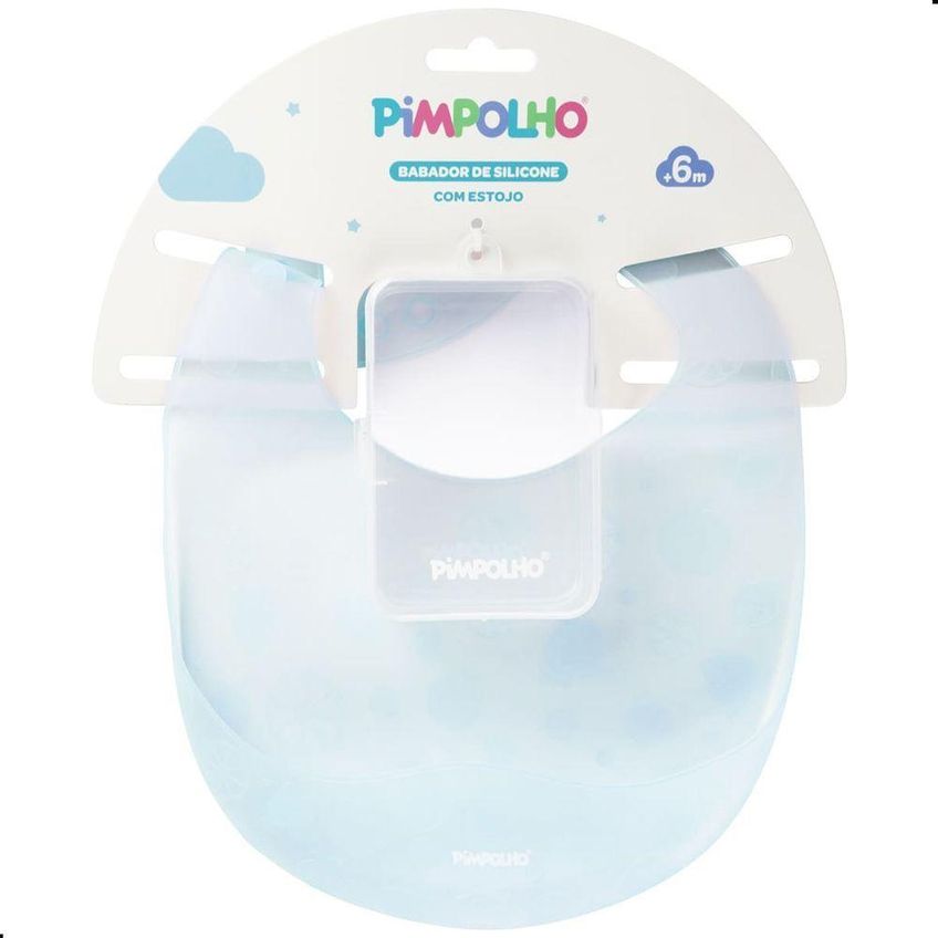 Babador De Silicone Ajustável Com Case Azul Pimpolho Tamanho Único - imagem 3