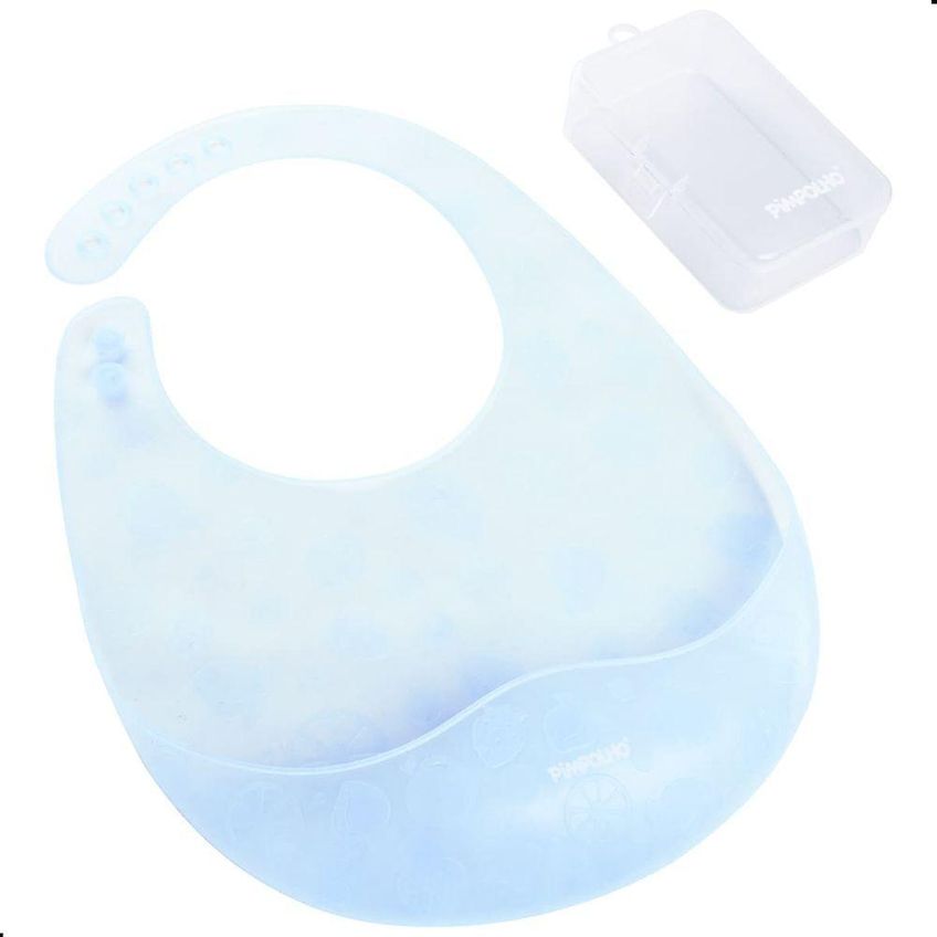 Babador De Silicone Ajustável Com Case Azul Pimpolho Tamanho Único - imagem 4