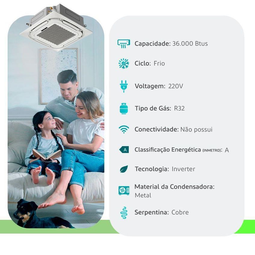 Ar Condicionado Cassete Electrolux 36000 Btus Inverter Frio 220v Monofásico Ki36f Ke36f - imagem 3