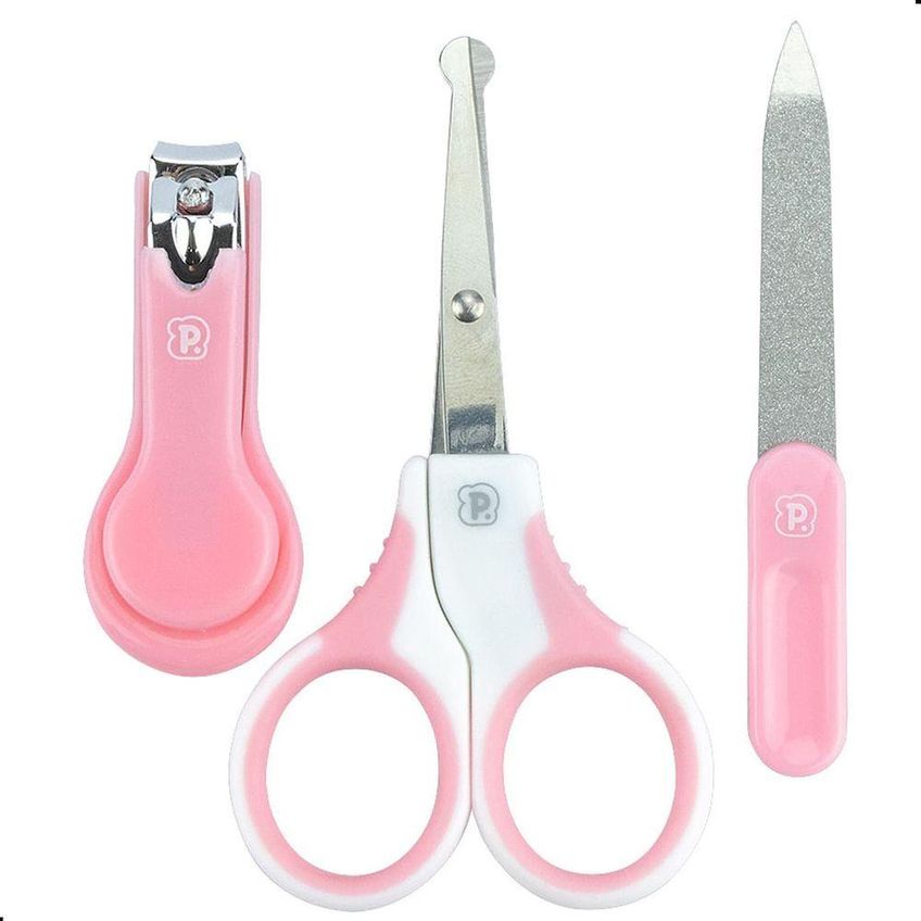 Kit Manicure Para Bebê Com Cortador De Unhas Lixa Estojo Compacto Rosa Pimpolho Único - imagem 3
