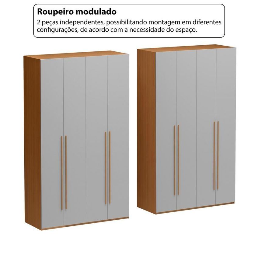Guarda Roupa Casal Modulado Crrui-grp119 8 Portas 6 Gavetas Madeirado-cinza Multimóveis - imagem 3