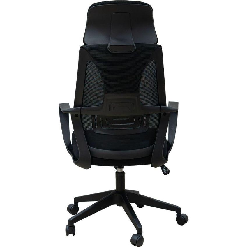 Cadeira Escritório Presidente Nero Domann Design Assento PU Tela Mesh Base Giratória Preta - imagem 3