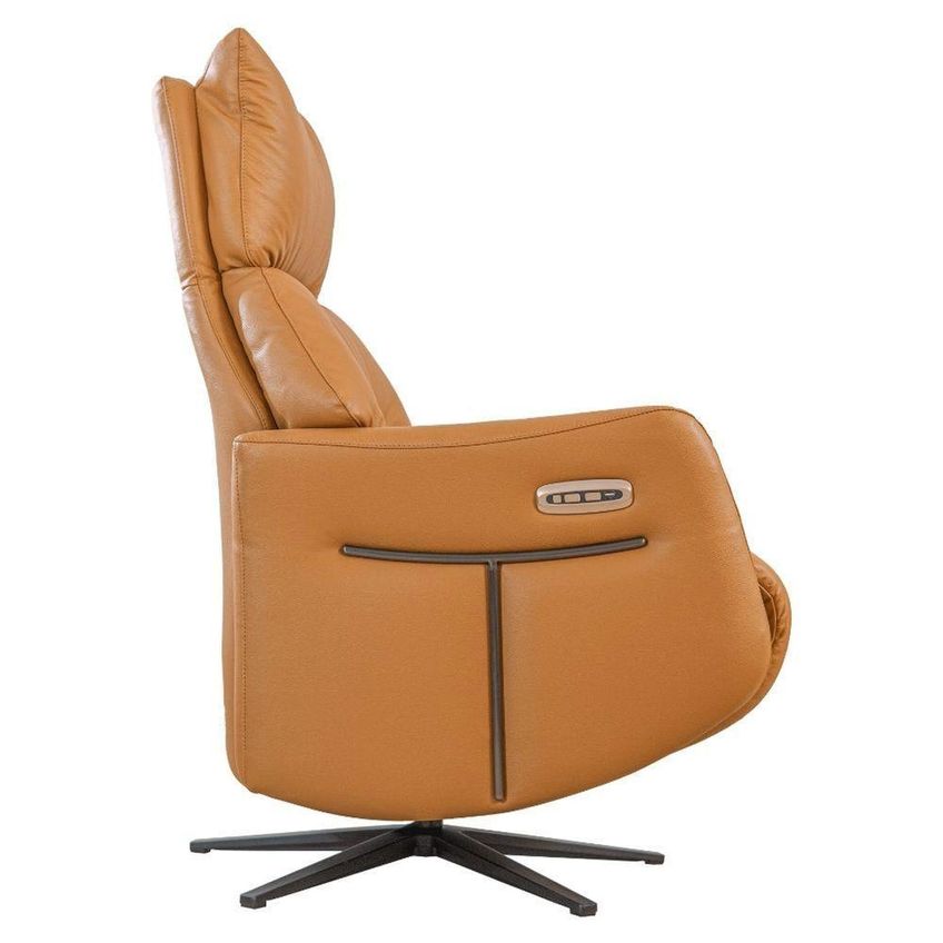 Poltrona Reclinável Descanso Domann Couro Natural Motorizada Zero Gravidade Marrom 73cm 120kg - imagem 3