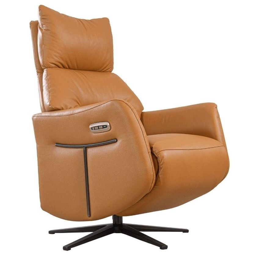 Poltrona Reclinável Descanso Domann Couro Natural Motorizada Zero Gravidade Marrom 73cm 120kg - imagem 4