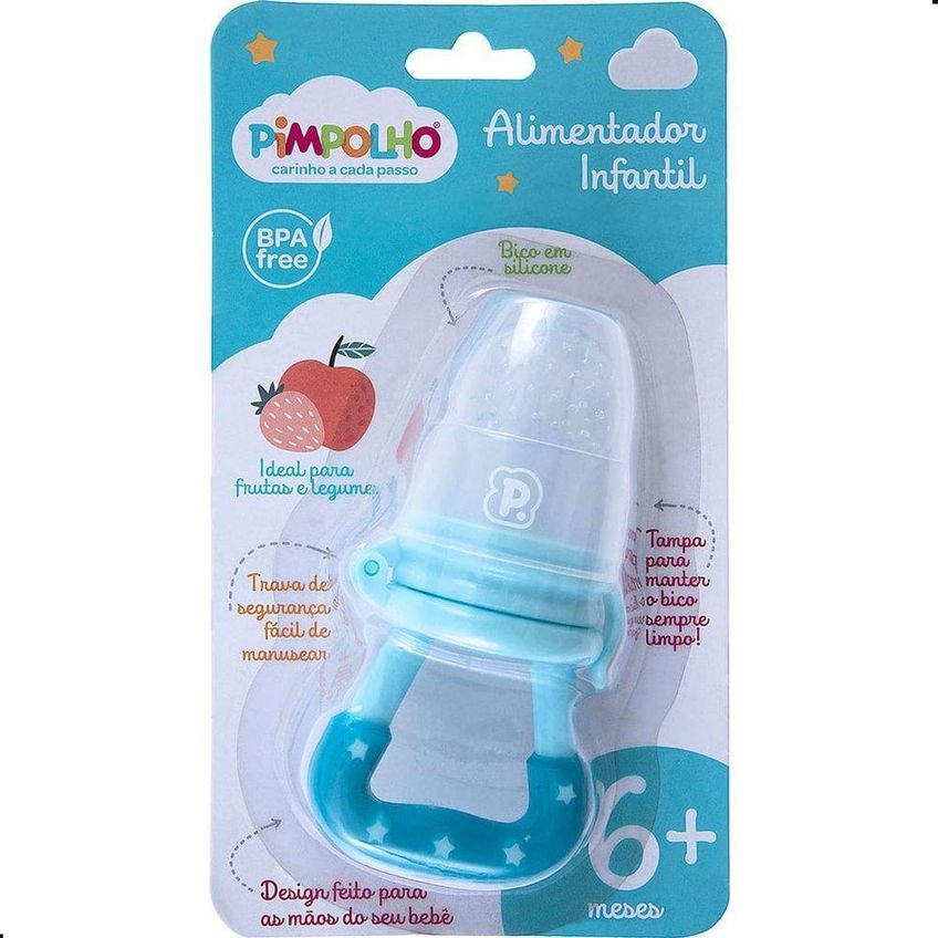 Chupeta Alimentadora Mordedor De Silicone Para Bebê Livre De BPA Azul Pimpolho Único - imagem 3