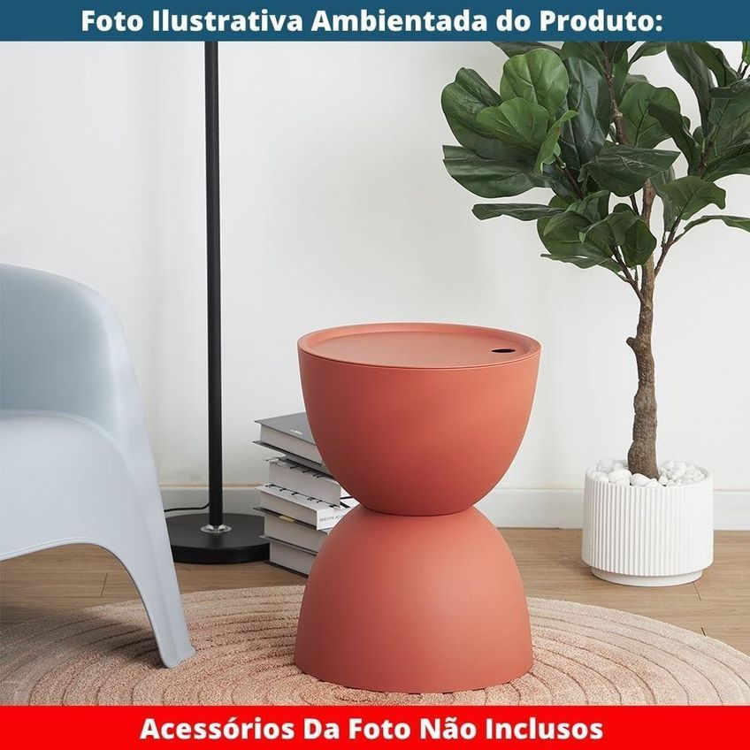 Mesa Lateral Tempo Redonda Plástico 34cm Laranja Rivatti Móveis - imagem 3