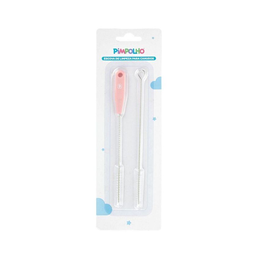 Kit Escova Em Nylon Para Limpar Canudo De Bebê Infantil Rosa Pimpolho - imagem 3