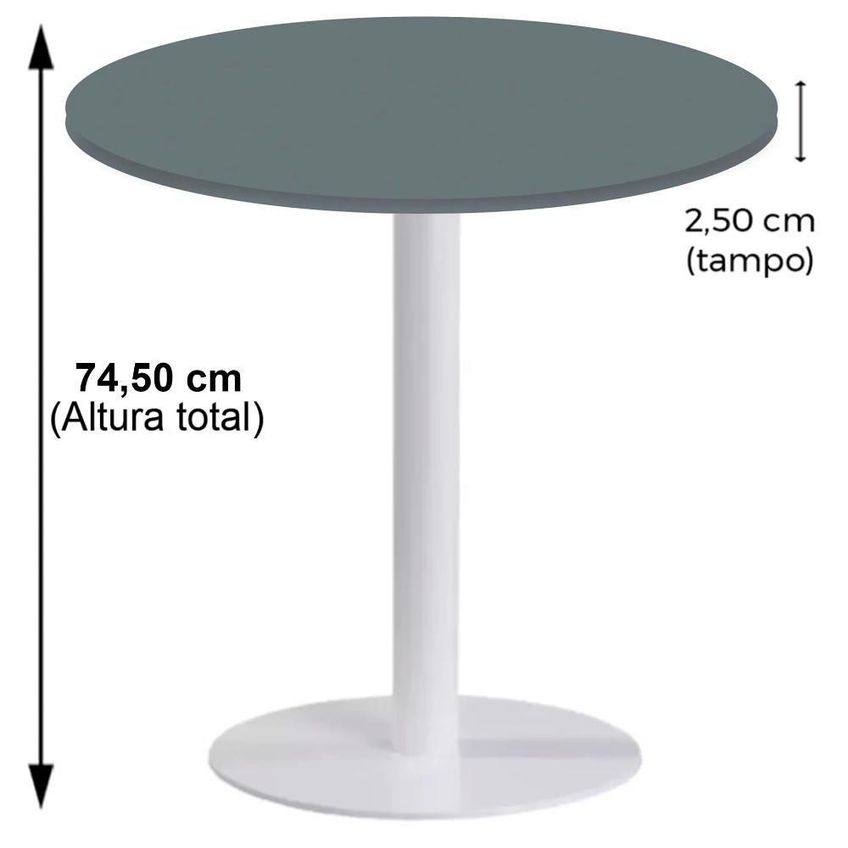 Mesa De Jantar Pisa Beta 2 Lugares Redonda Tampo Mdp Branco E Grafito Fratini - imagem 5