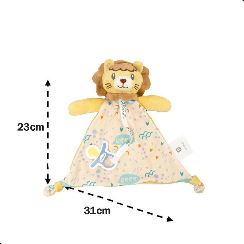 Naninha Com Prendedor De Chupeta E Bichinho Masculino Leão Bege Pimpolho Único - imagem 3