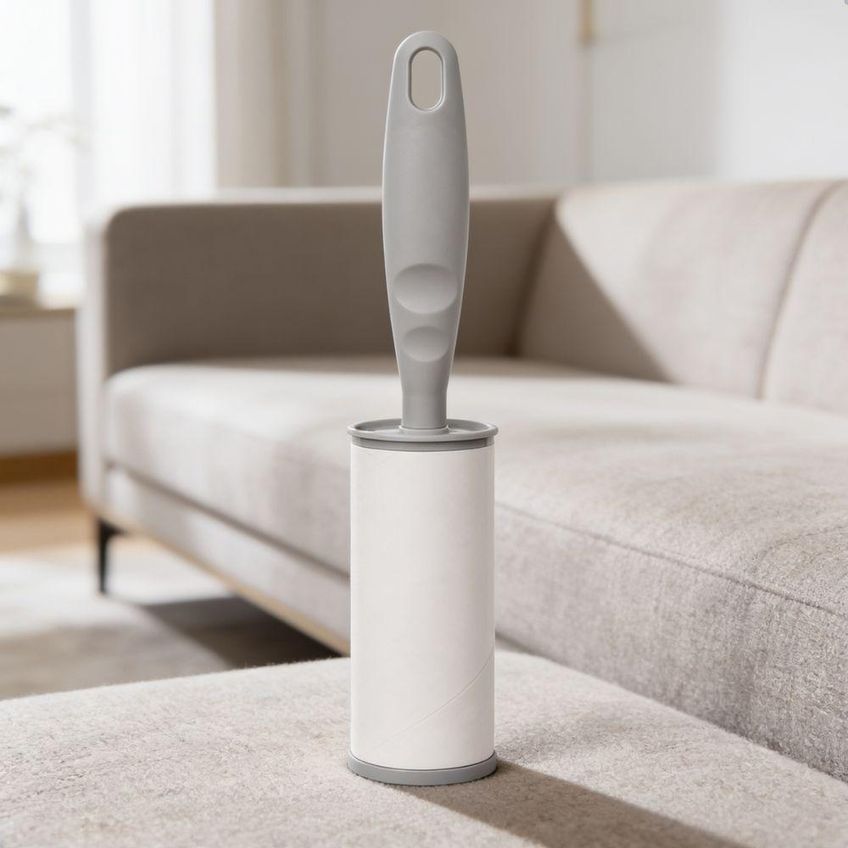Kit Rolo Adesivo Tira Pelos E Fiapos Limpa Roupas Sofa Cama 50 Folhas Branco Sanremo - imagem 2