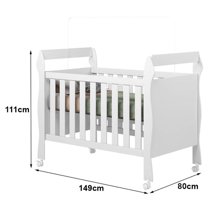 Berço Com Guarda Roupa Americano Mini Cama Soninho Mobi 4 Portas MDF E MDP Branco Albatroz Móveis - imagem 3