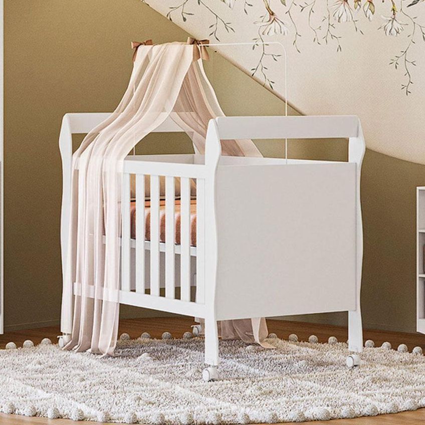 Kit Quarto Infantil Berço Americano Mini Cama Soninho Com Guarda Roupa Olimpia Mdf Branco Albatroz - imagem 3