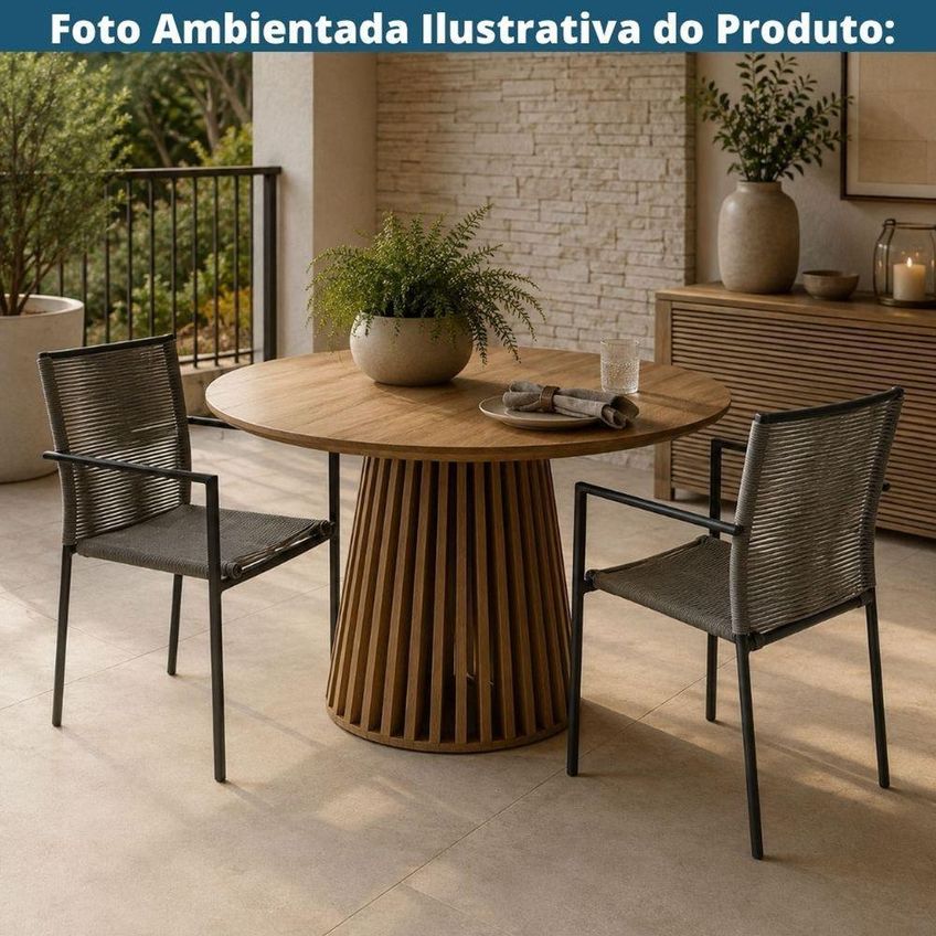 Cadeira Empilhável Área Externa Ebro Alumínio Corda Náutica Preta Or Design - imagem 3