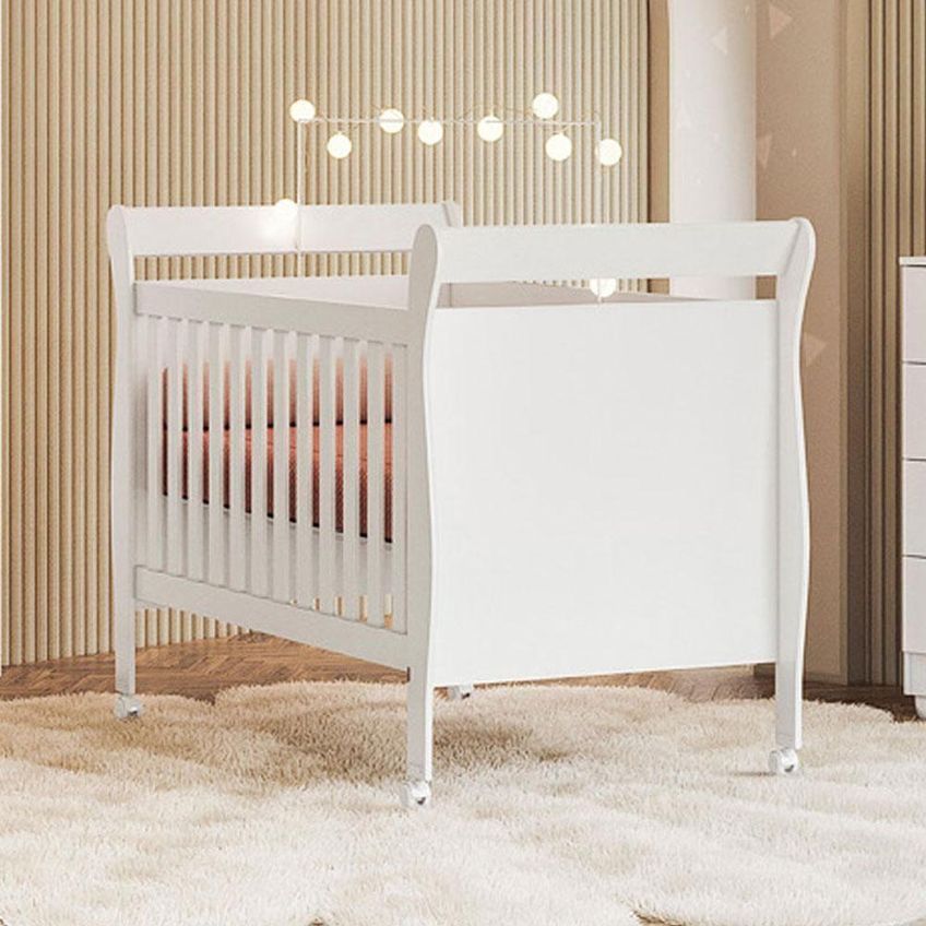 Kit Quarto De Bebê Berço Americano Slim Com Guarda Roupa Mobi Mdf Branco Flex Albatroz Móveis - imagem 5