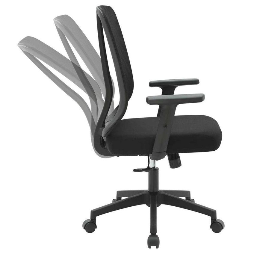 Cadeira Escritório NR-17 Montana Diretor Polipropileno Tela Mesh Encosto Reclinável Preta Base Nylon - imagem 4