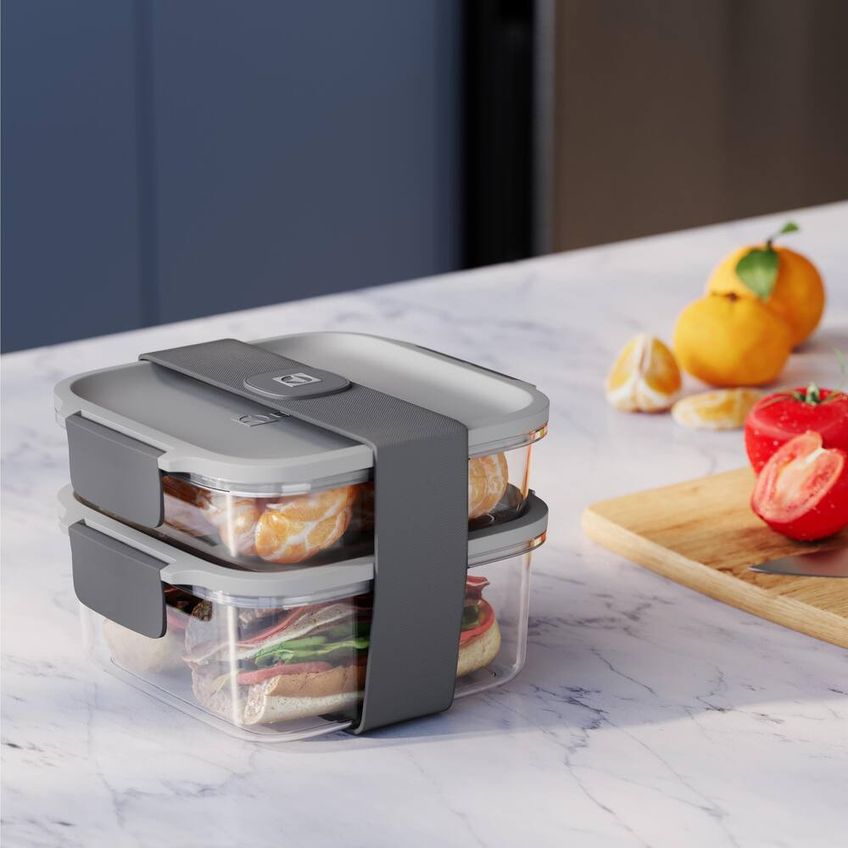 Kit Marmiteira Electrolux Lunch Box Plástico Cinza Resistente - imagem 4