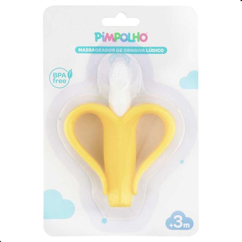 Mordedor De Bebê Silicone Massageador De Gengiva Banana Amarelo Pimpolho Único - imagem 3