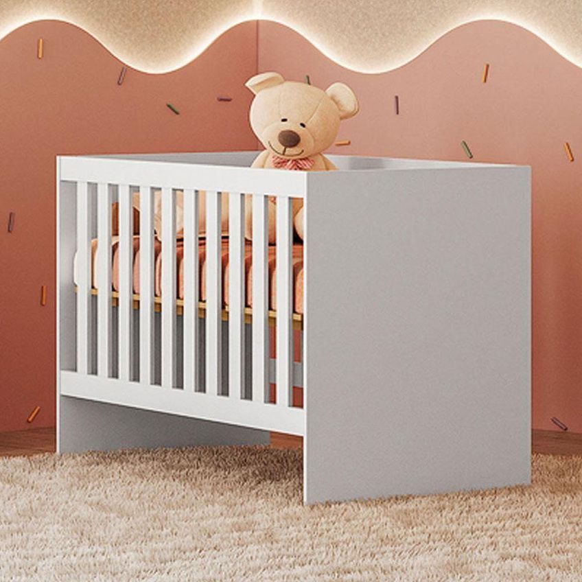 Berço Americano Com Guarda Roupa Infantil Soft Vittoria MDP Branco 132,4cm Albatroz Móveis - imagem 3