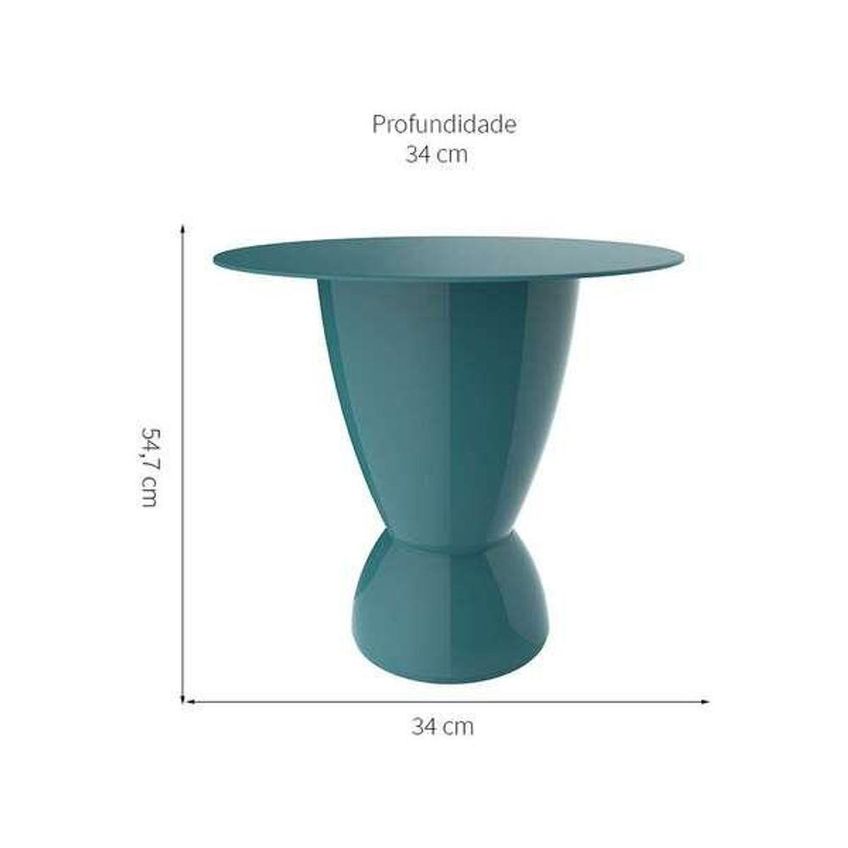 Mesa Lateral Apoio Argo Redonda Plástico 60cm Azul I'm In Home - imagem 4