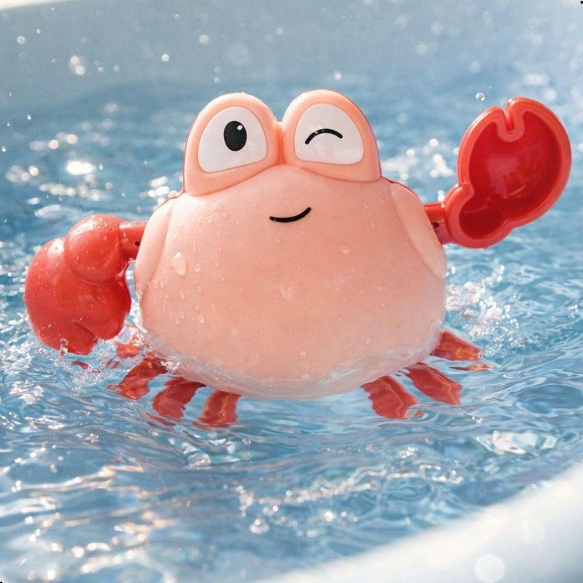 Brinquedo De Banho Infantil Caranguejo Que Nada Na Água Ao Dar Corda Coordenação Motora Vermelho - imagem 3