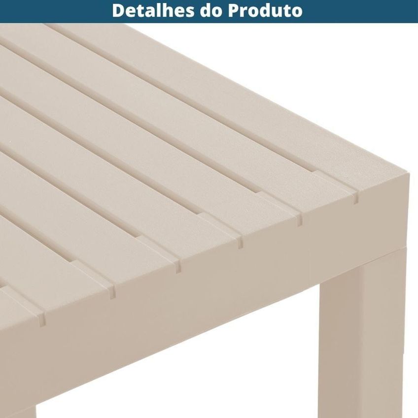 Mesa Jantar Área Externa Creta Pequena Quadrada Plástico Resistente À Água Nude Fratini 72cm 4 - imagem 3