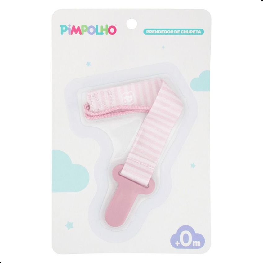 Prendedor De Chupeta Listras 14cm Silicone Hipoalergenico Rosa Pimpolho Unico - imagem 3