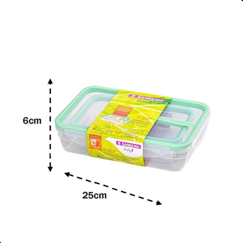 Conjunto De Potes Herméticos Freshy Com Trava Para Freezer Verde Sanremo 2 Potes - imagem 2