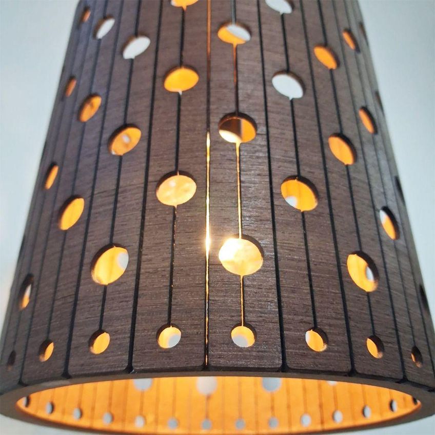Luminária Pendente De Teto MDF Lâmina Madeira Elegante Rústica Imbuia - imagem 3